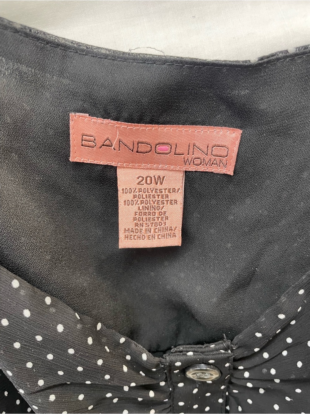 Bandolino Black with White Polka Dot Ruched Camisole sz 20w - Picture 3 of 4